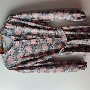 NSR Blue Pink Floral Belted Long Midi Dress Size XL